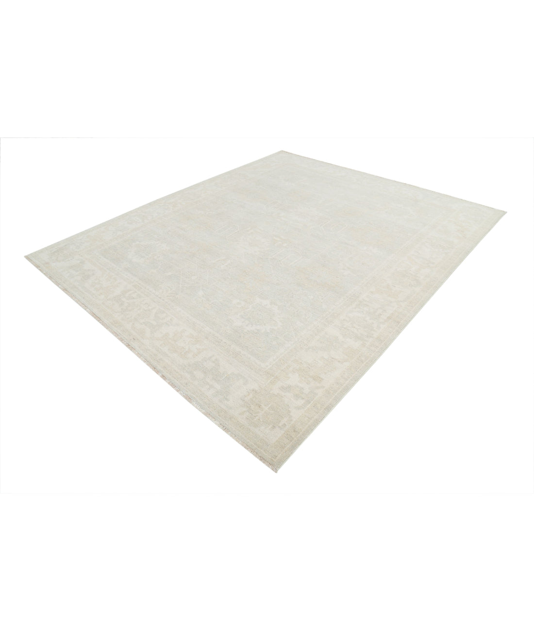 Hand Knotted Oushak Wool Rug - 8'1'' x 9'6'' 8'1'' x 9'6'' (243 X 285) / Grey / Ivory
