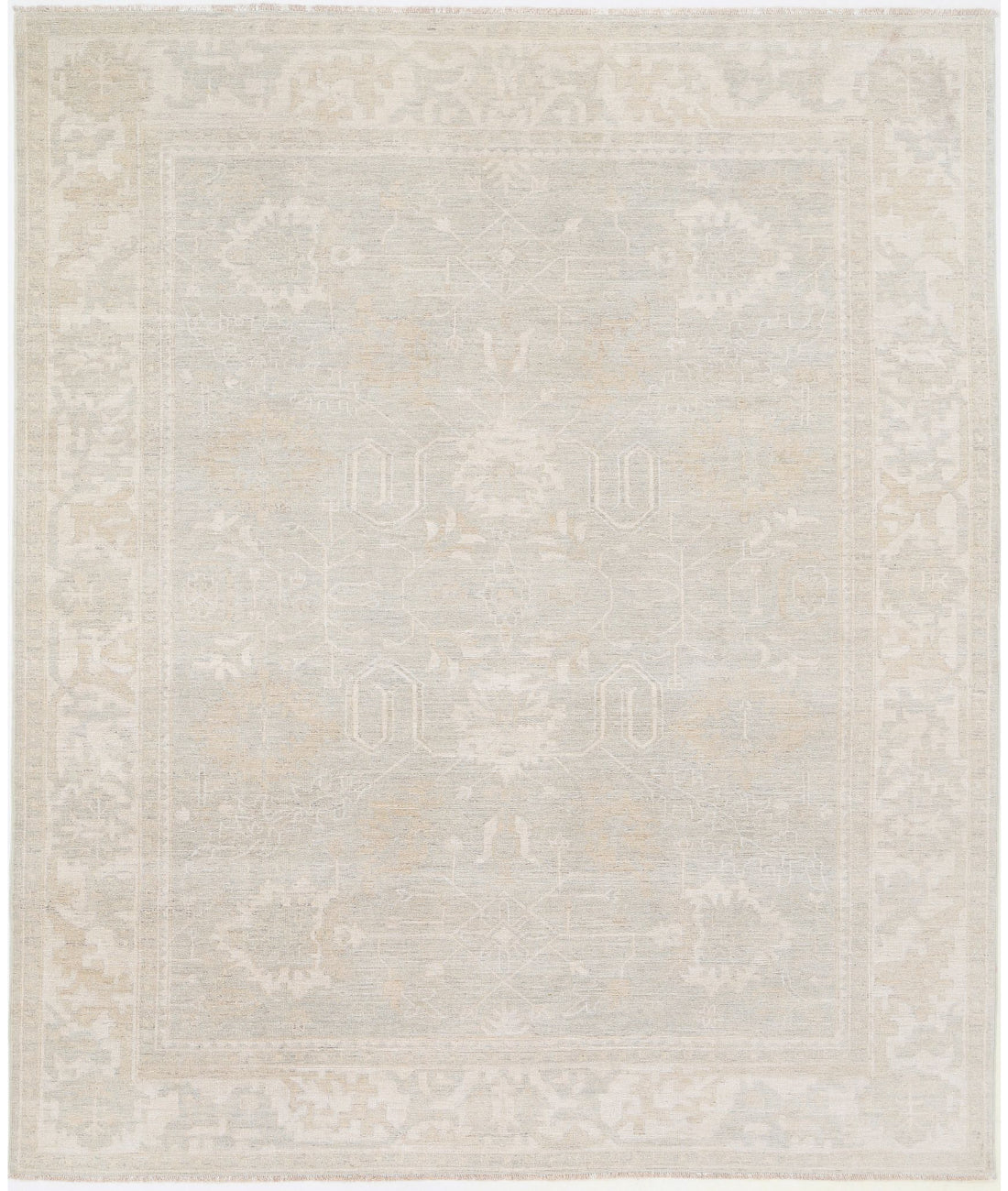 Hand Knotted Oushak Wool Rug - 8'1'' x 9'6''