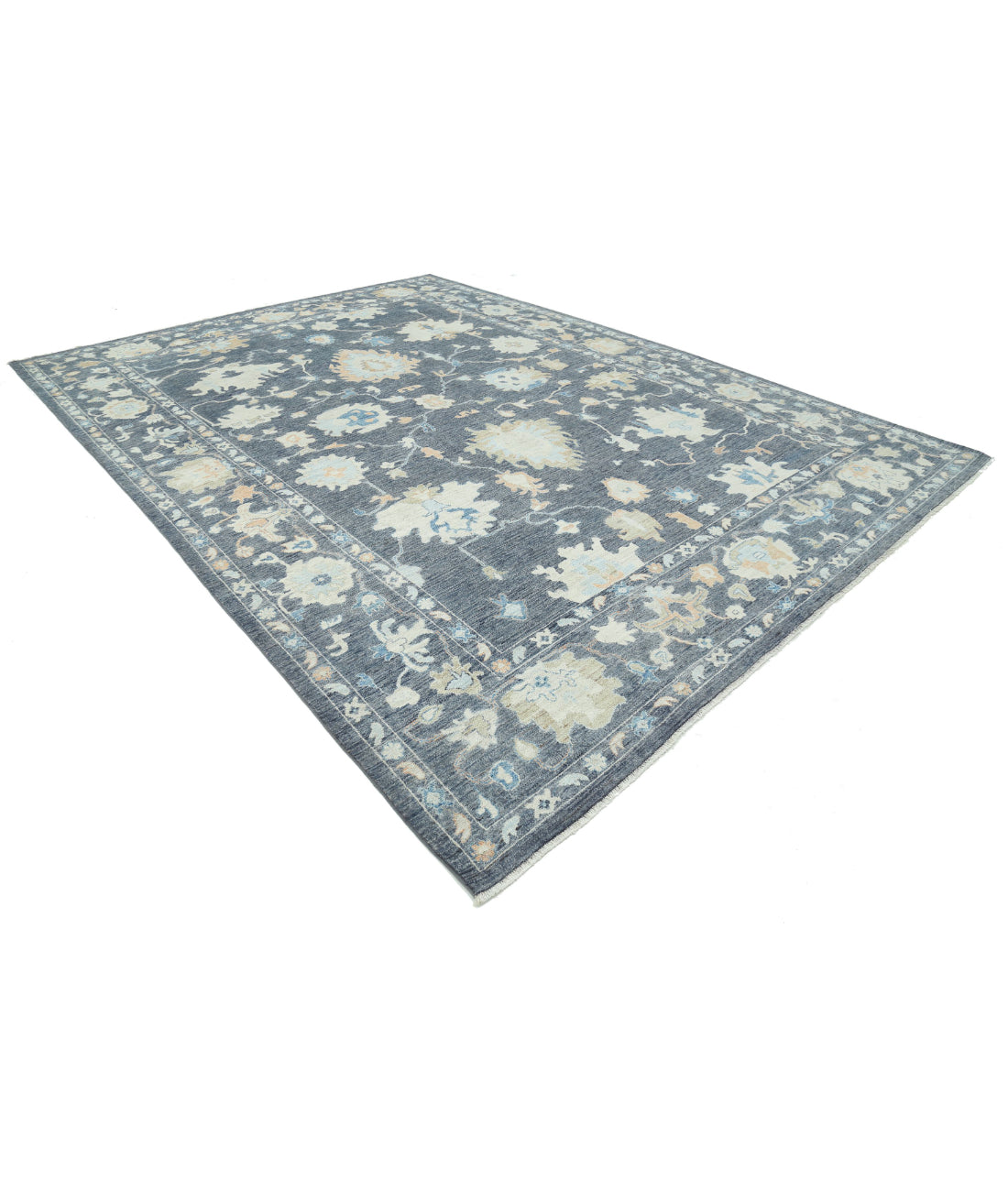 Hand Knotted Oushak Wool Rug - 10'4'' x 13'11'' 10'4'' x 13'11'' (310 X 418) / Grey / Grey