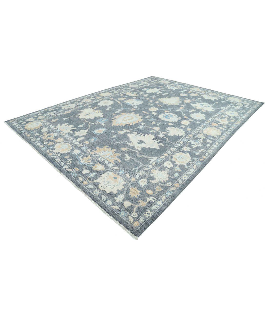 Hand Knotted Oushak Wool Rug - 10'4'' x 13'11'' 10'4'' x 13'11'' (310 X 418) / Grey / Grey
