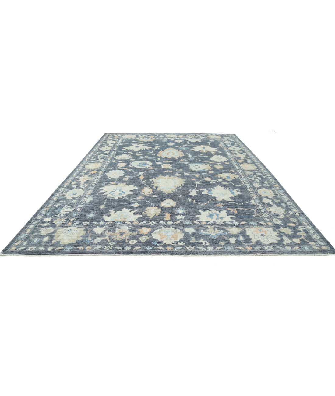 Hand Knotted Oushak Wool Rug - 10'4'' x 13'11'' 10'4'' x 13'11'' (310 X 418) / Grey / Grey