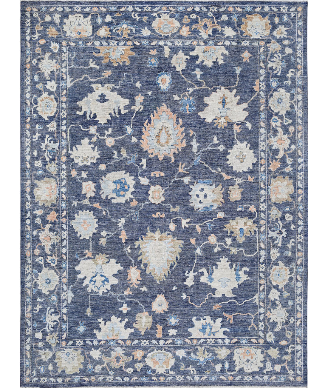 Hand Knotted Oushak Wool Rug - 10'4'' x 13'11''