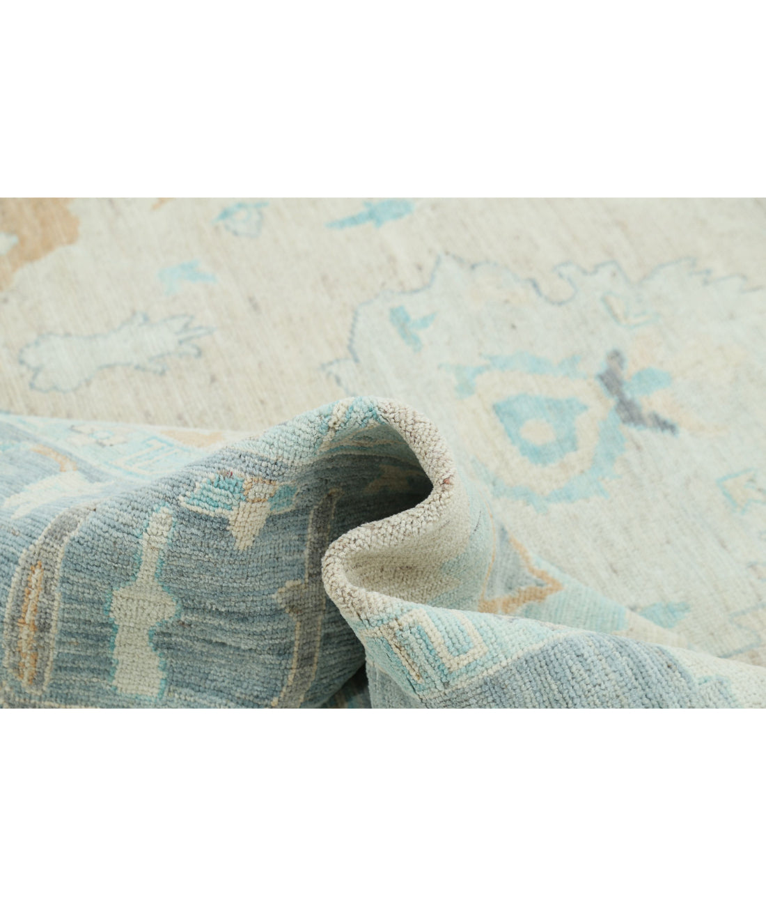 Hand Knotted Oushak Wool Rug - 9'0'' x 11'9'' 9'0'' x 11'9'' (270 X 353) / Peach / Grey