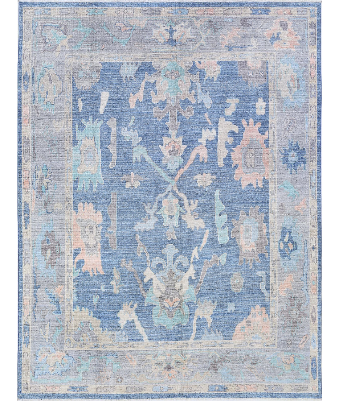 Hand Knotted Oushak Wool Rug - 7'11'' x 10'0''