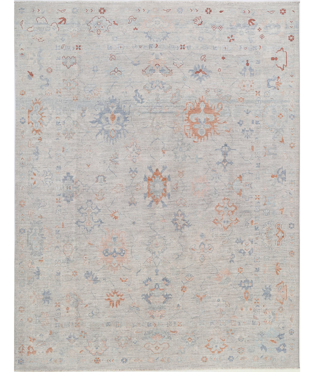 Hand Knotted Oushak Wool Rug - 8'1'' x 10'2''