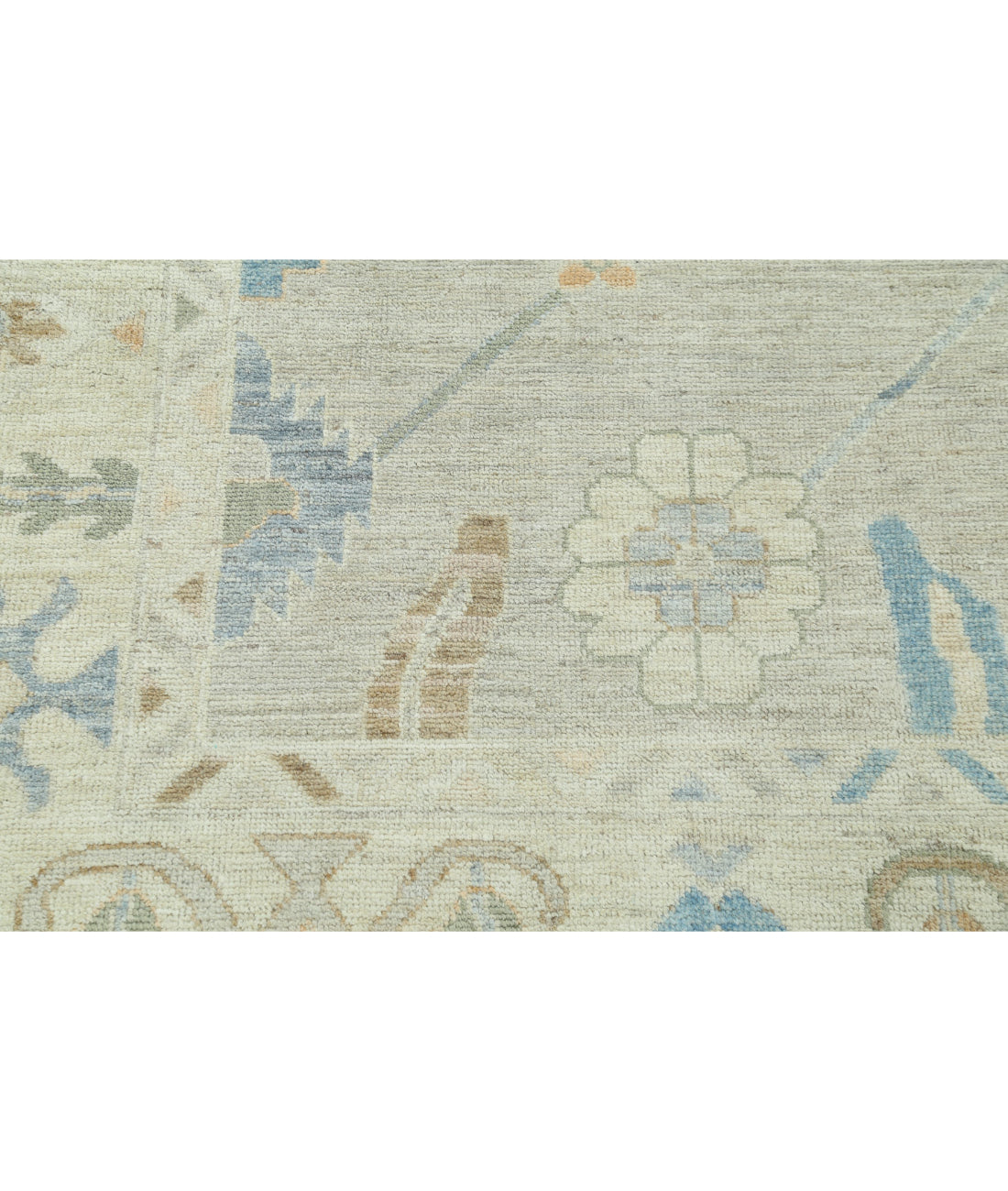 Hand Knotted Oushak Wool Rug - 9'2'' x 11'11'' 9'2'' x 11'11'' (275 X 358) / Grey / Ivory