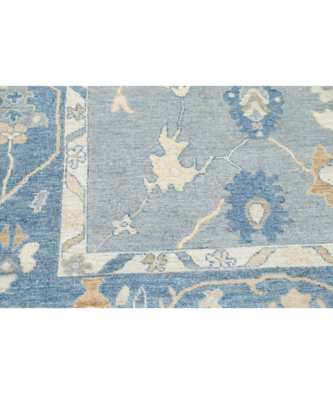 Hand Knotted Oushak Wool Rug - 8'0'' x 9'10'' 8'0'' x 9'10'' (240 X 295) / Grey / Blue