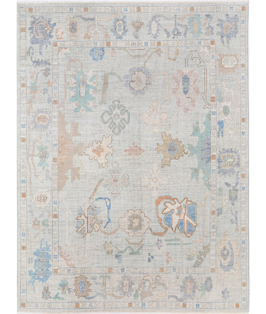 Hand Knotted Oushak Wool Rug - 7'8'' x 10'0''