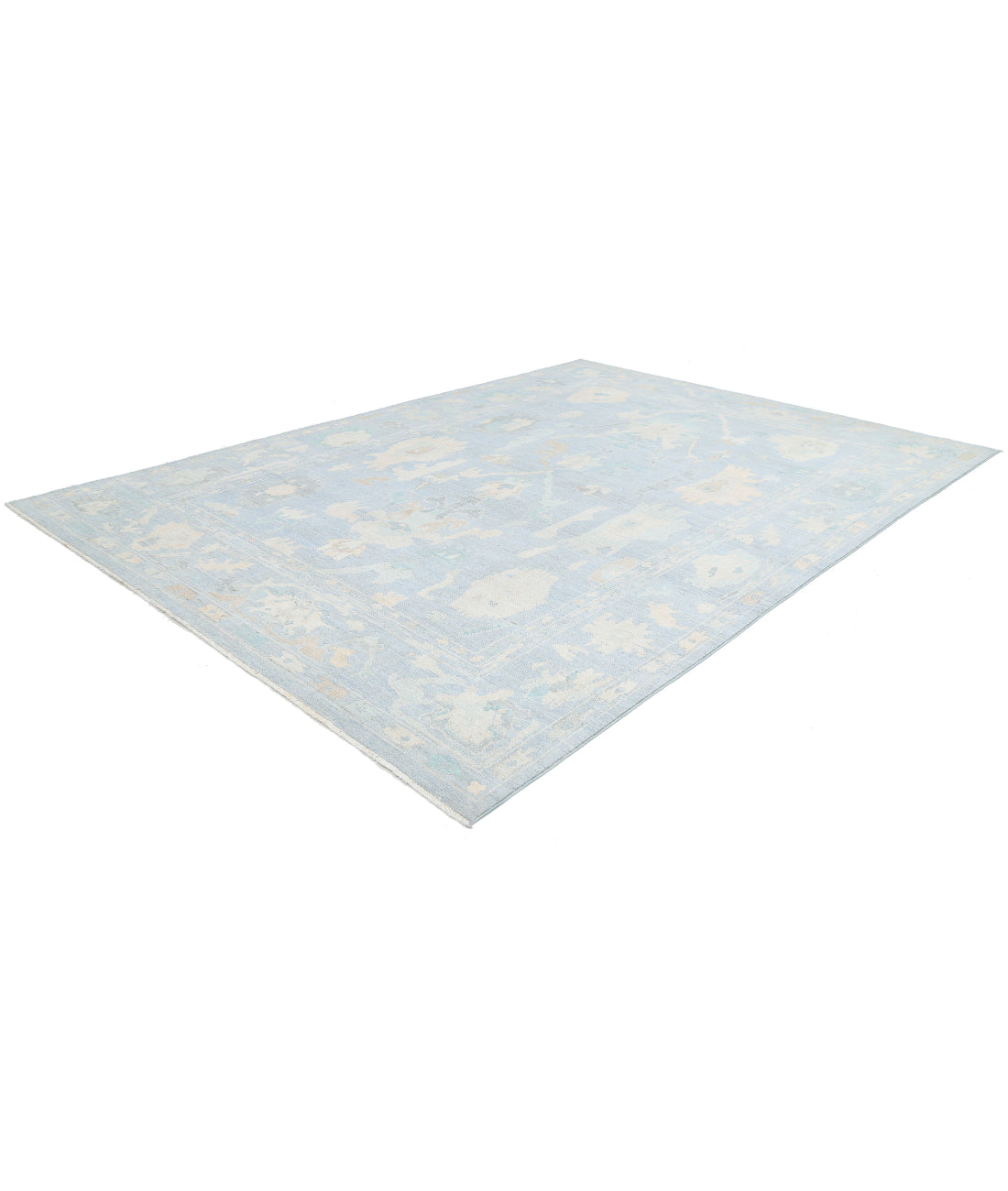 Hand Knotted Oushak Wool Rug - 11'11'' x 13'10'' 11'11'' x 13'10'' (358 X 415) / Blue / Green