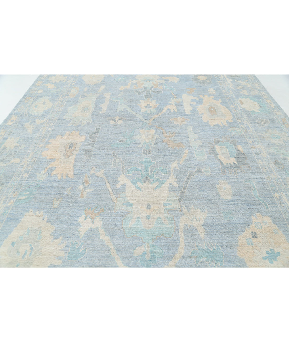 Hand Knotted Oushak Wool Rug - 11'11'' x 13'10'' 11'11'' x 13'10'' (358 X 415) / Blue / Green