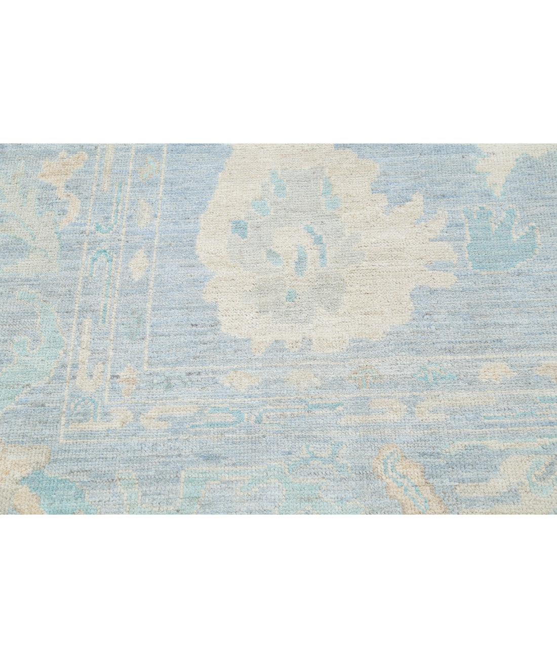 Hand Knotted Oushak Wool Rug - 11'11'' x 13'10'' 11'11'' x 13'10'' (358 X 415) / Blue / Green