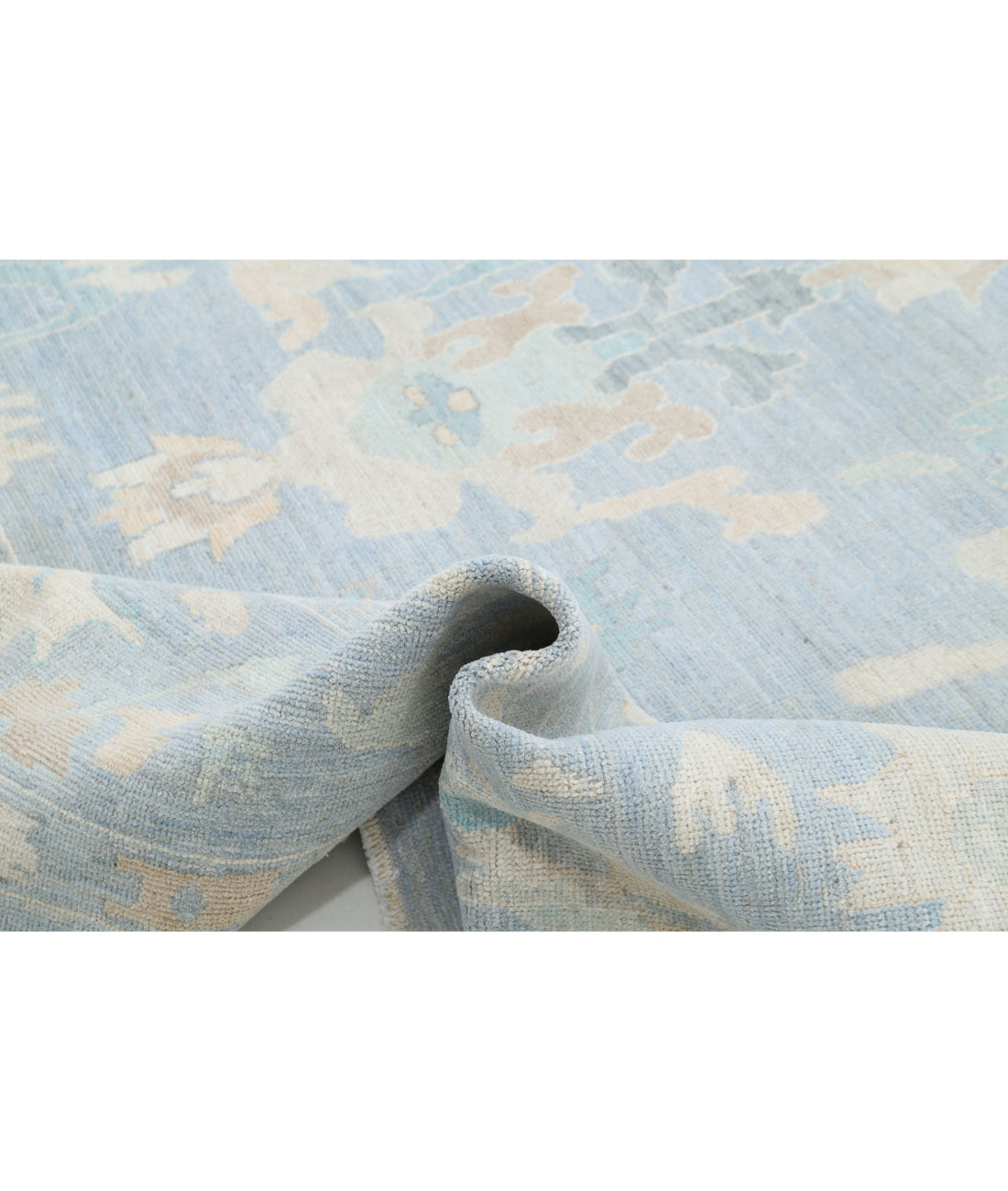 Hand Knotted Oushak Wool Rug - 11'11'' x 13'10'' 11'11'' x 13'10'' (358 X 415) / Blue / Green