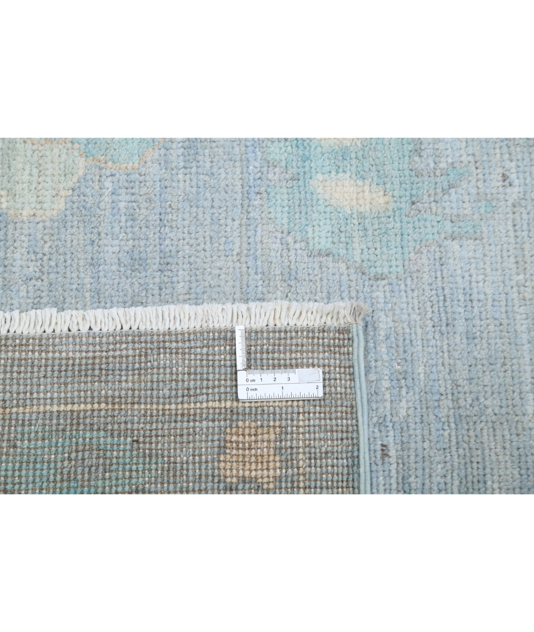 Hand Knotted Oushak Wool Rug - 11'11'' x 13'10'' 11'11'' x 13'10'' (358 X 415) / Blue / Green