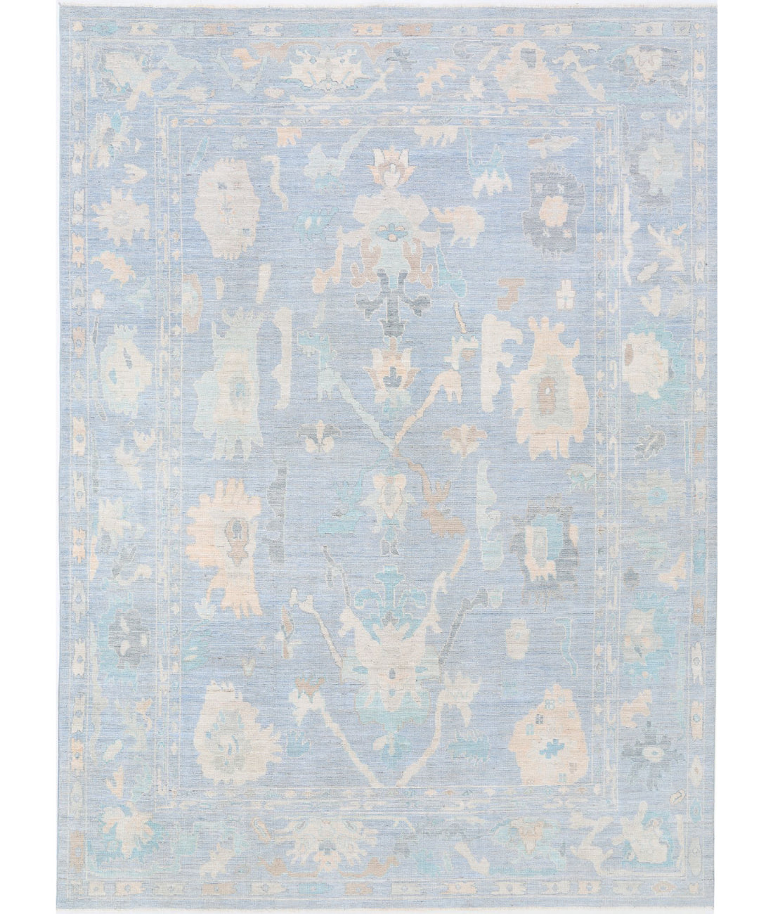 Hand Knotted Oushak Wool Rug - 9'11'' x 13'10''