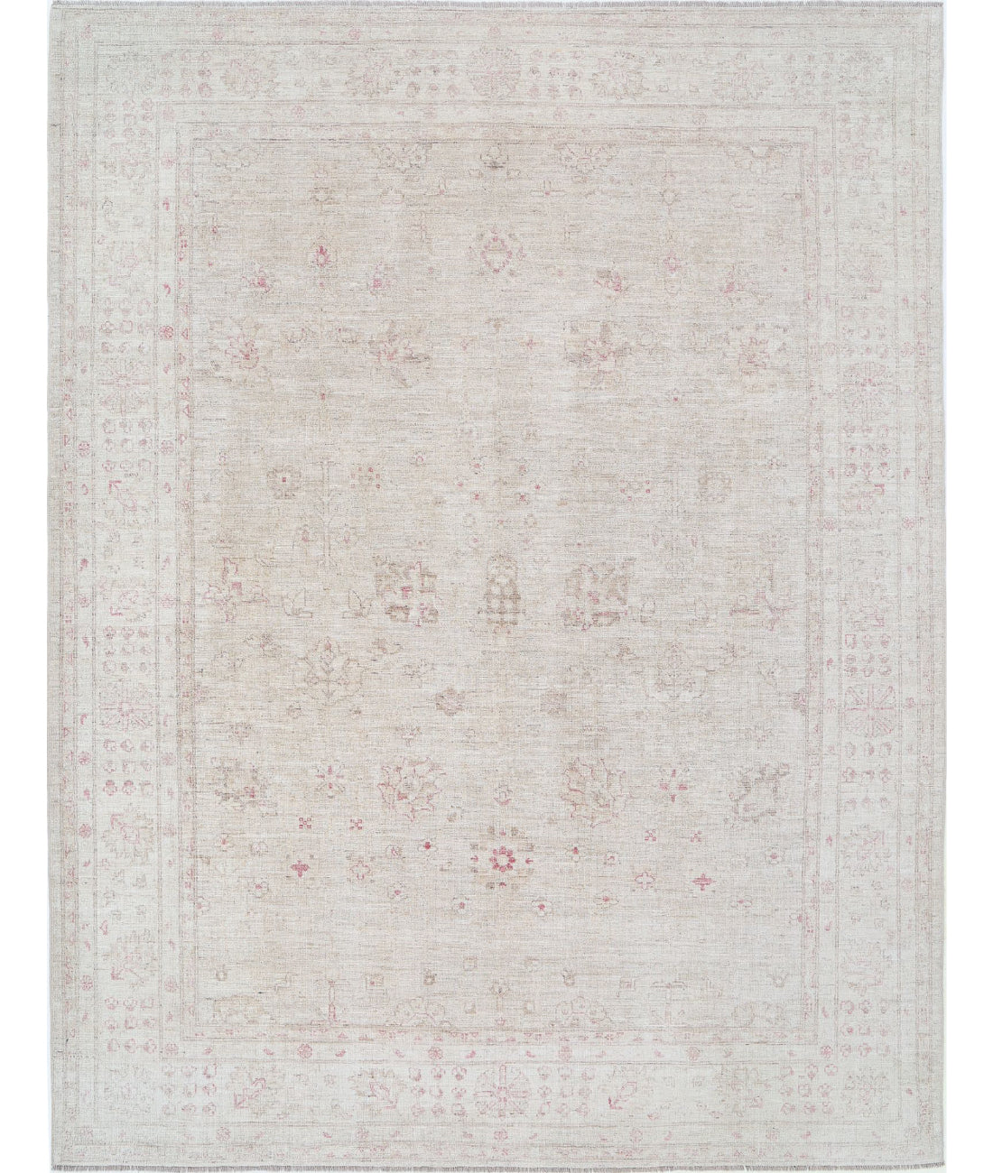 Hand Knotted Oushak Wool Rug - 8&#39;9&#39;&#39; x 11&#39;6&#39;&#39; 8&#39;9&#39;&#39; x 11&#39;6&#39;&#39; (263 X 345) / Beige / Ivory