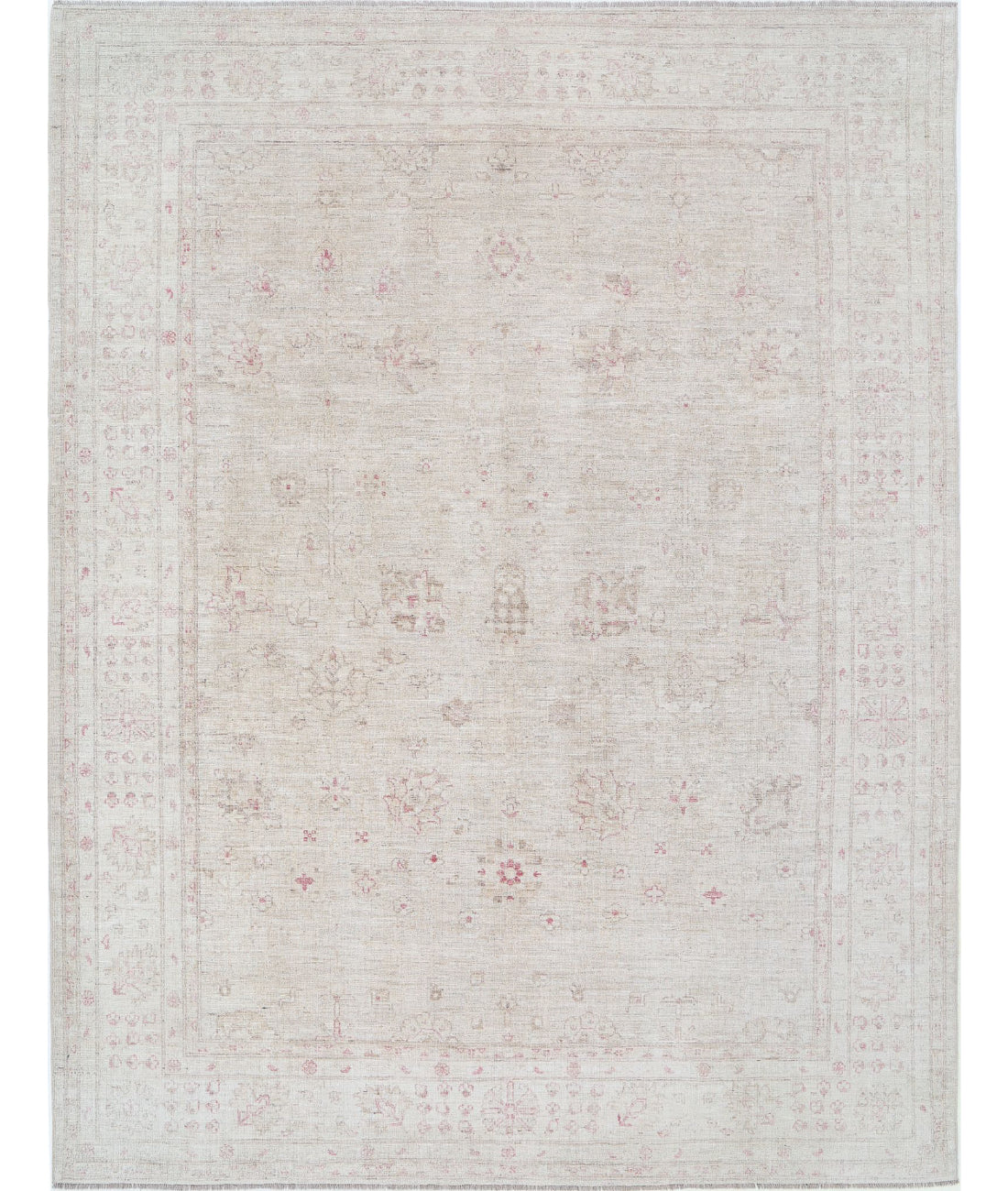 Hand Knotted Oushak Wool Rug - 8'9'' x 11'6''