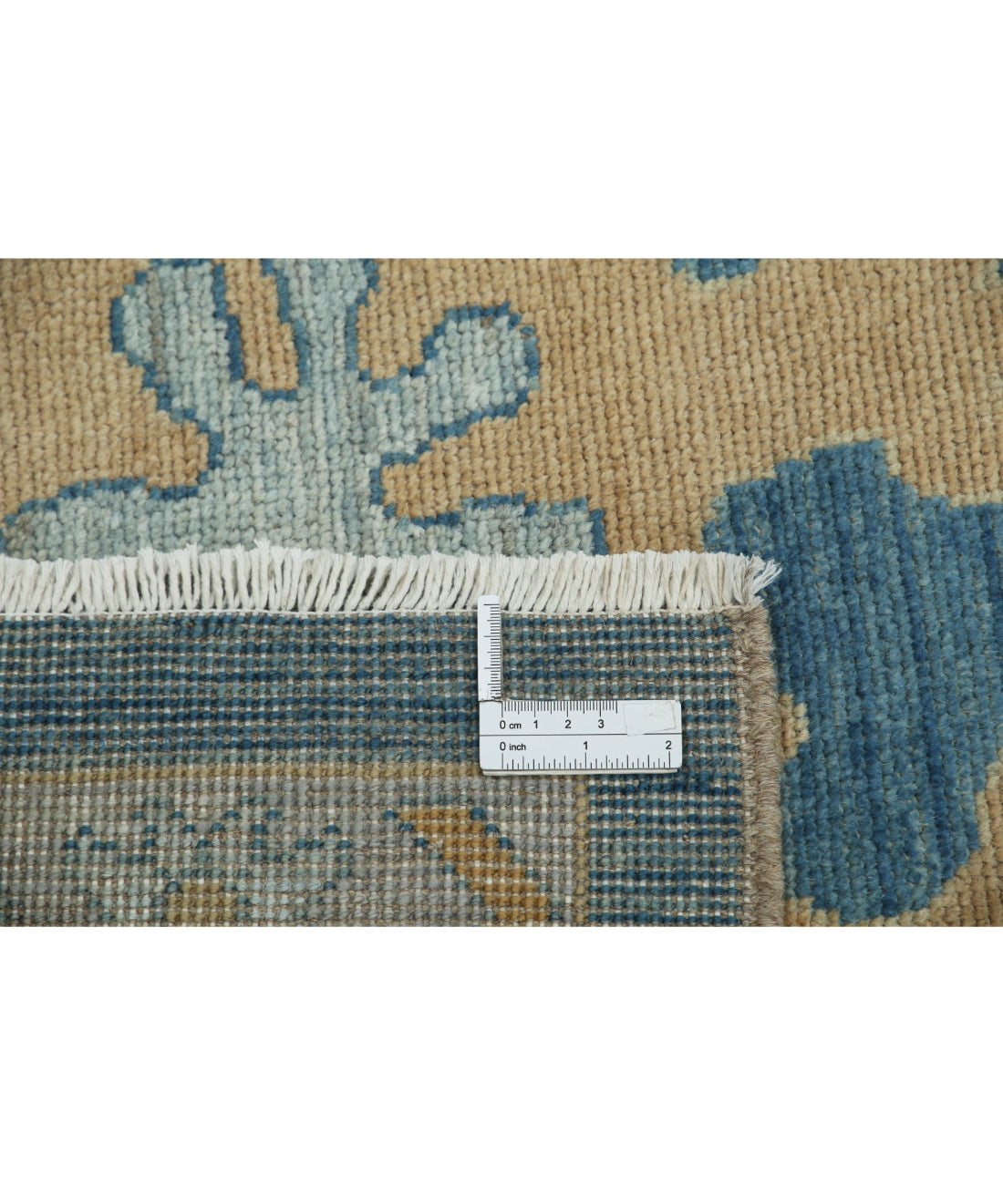 Hand Knotted Oushak Wool Rug - 9'10'' x 13'8'' 9'10'' x 13'8'' (295 X 410) / Blue / Taupe
