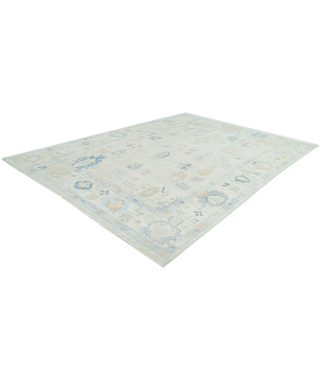 Hand Knotted Oushak Wool Rug - 9'11'' x 13'9'' 9'11'' x 13'9'' (298 X 413) / Ivory / Ivory