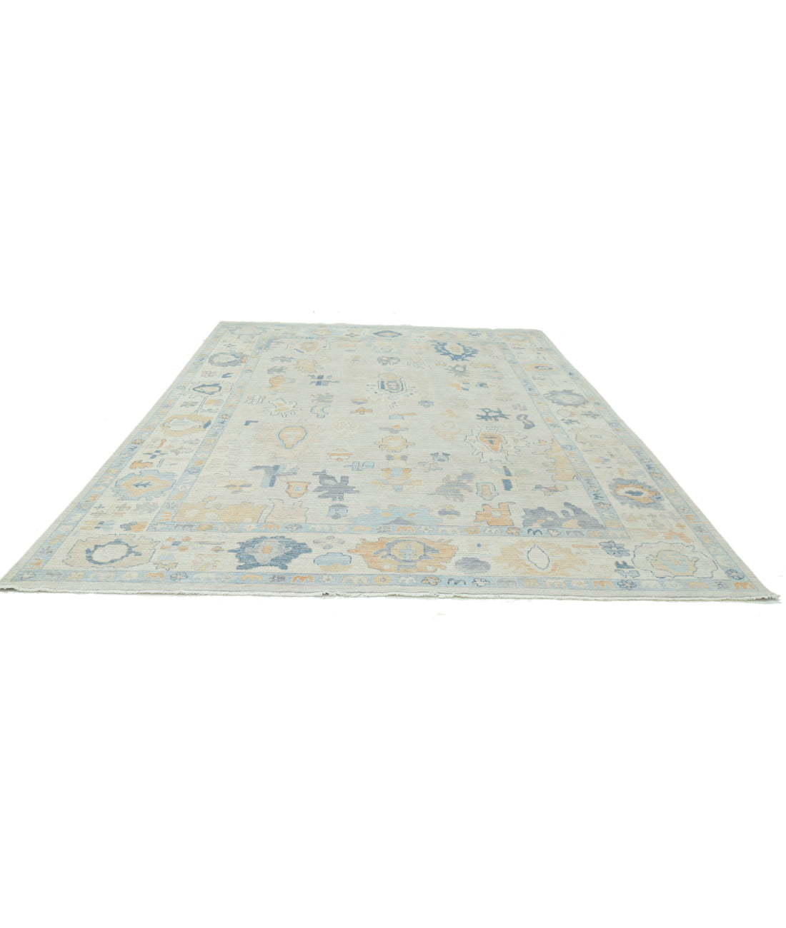 Hand Knotted Oushak Wool Rug - 9'11'' x 13'9'' 9'11'' x 13'9'' (298 X 413) / Ivory / Ivory