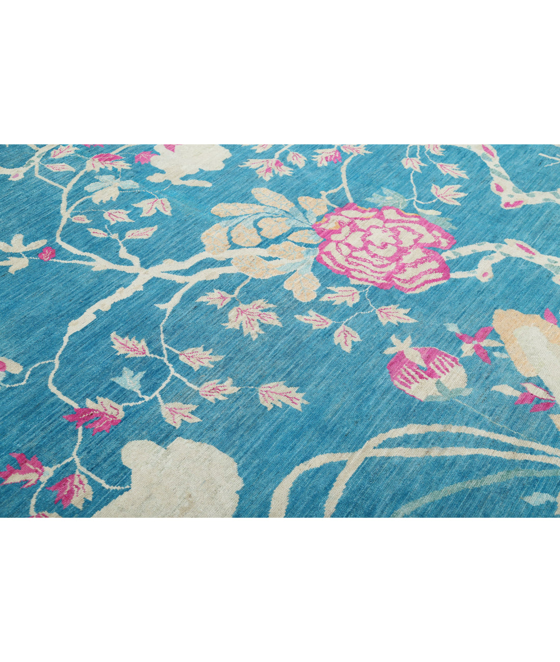 Hand Knotted Chinese Wool Rug - 10'2'' x 13'8'' 10'2'' x 13'8'' (305 X 410) / Blue / Ivory