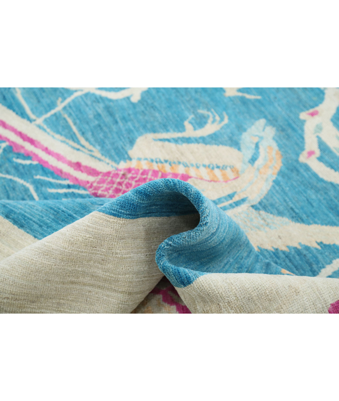 Hand Knotted Chinese Wool Rug - 10'2'' x 13'8'' 10'2'' x 13'8'' (305 X 410) / Blue / Ivory