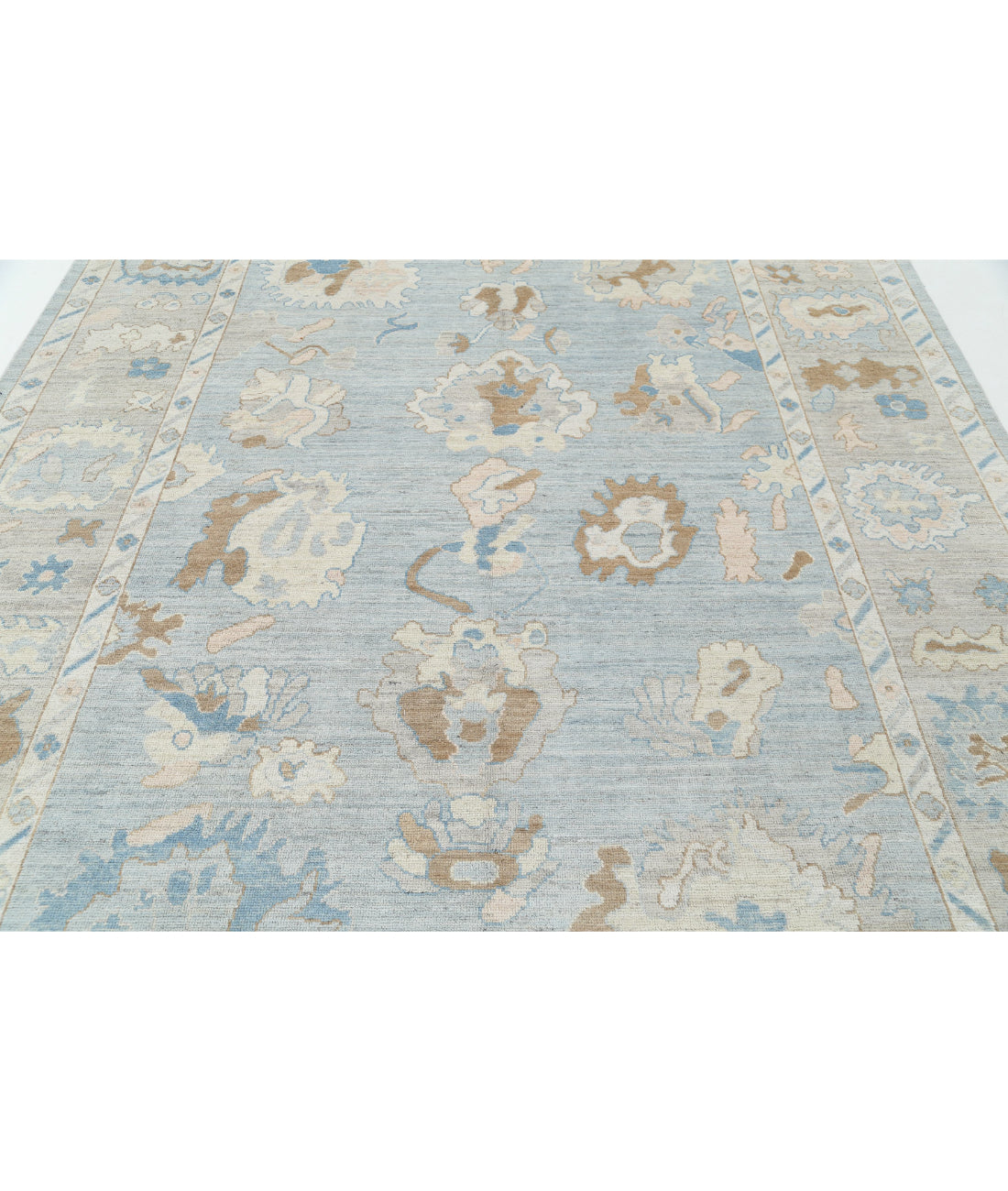 Hand Knotted Oushak Wool Rug - 8'2'' x 10'1'' 8'2'' x 10'1'' (245 X 303) / Blue / Grey