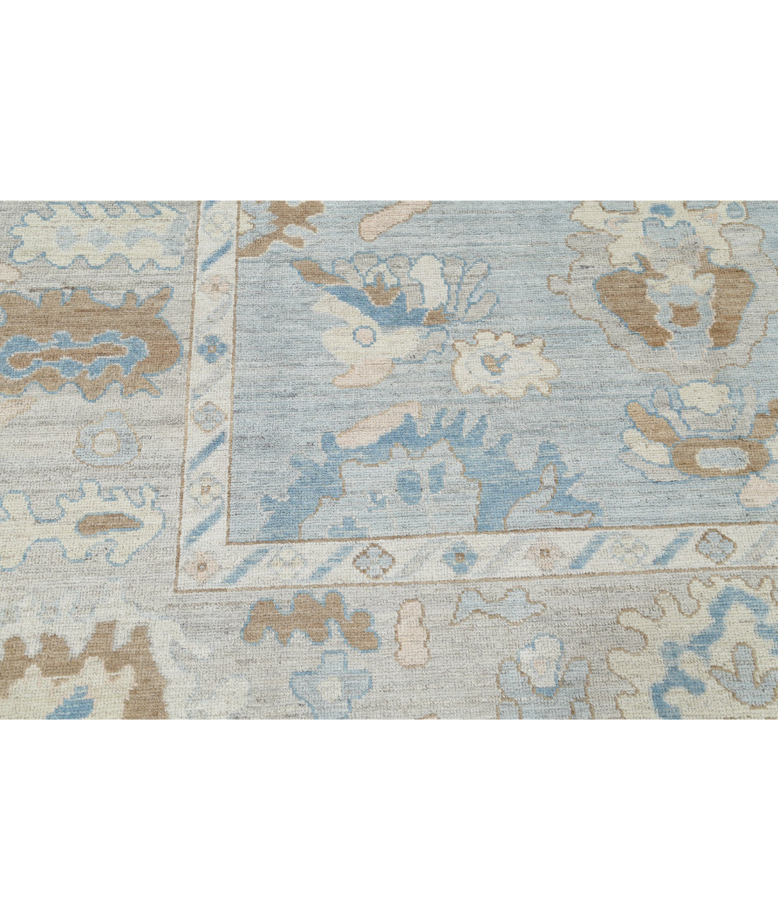Hand Knotted Oushak Wool Rug - 8'2'' x 10'1'' 8'2'' x 10'1'' (245 X 303) / Blue / Grey