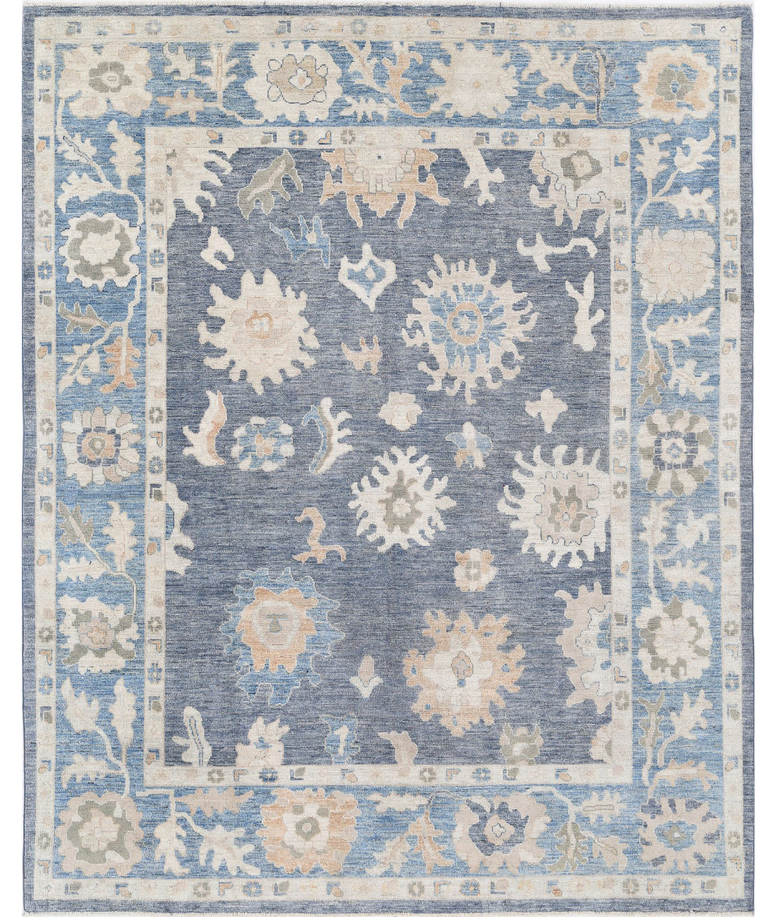 Hand Knotted Oushak Wool Rug - 8'0'' x 9'10''