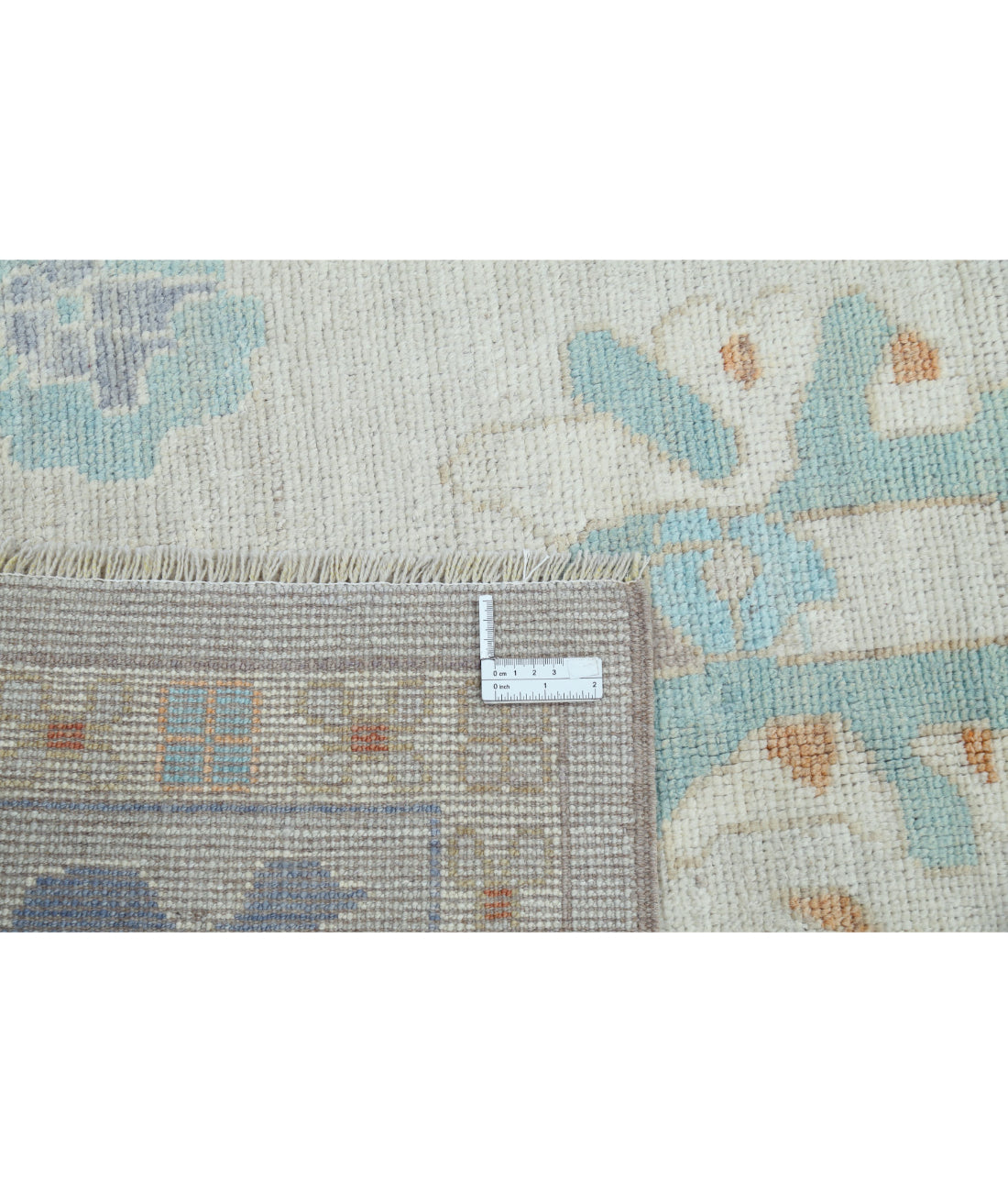 Hand Knotted Oushak Wool Rug - 9'0'' x 11'11'' 9'0'' x 11'11'' (270 X 358) / Silver / Ivory