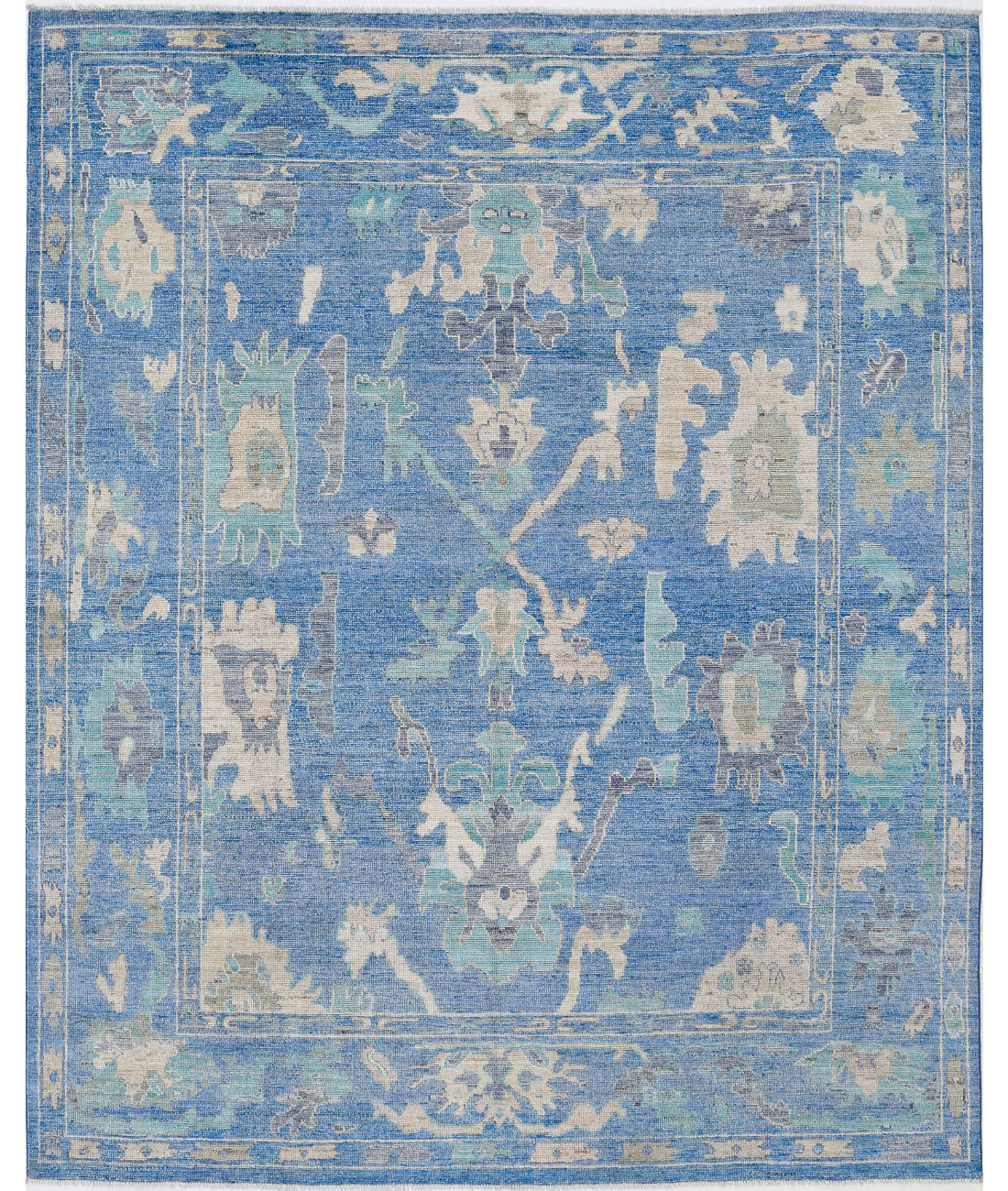 Hand Knotted Oushak Wool Rug - 8'0'' x 10'0''
