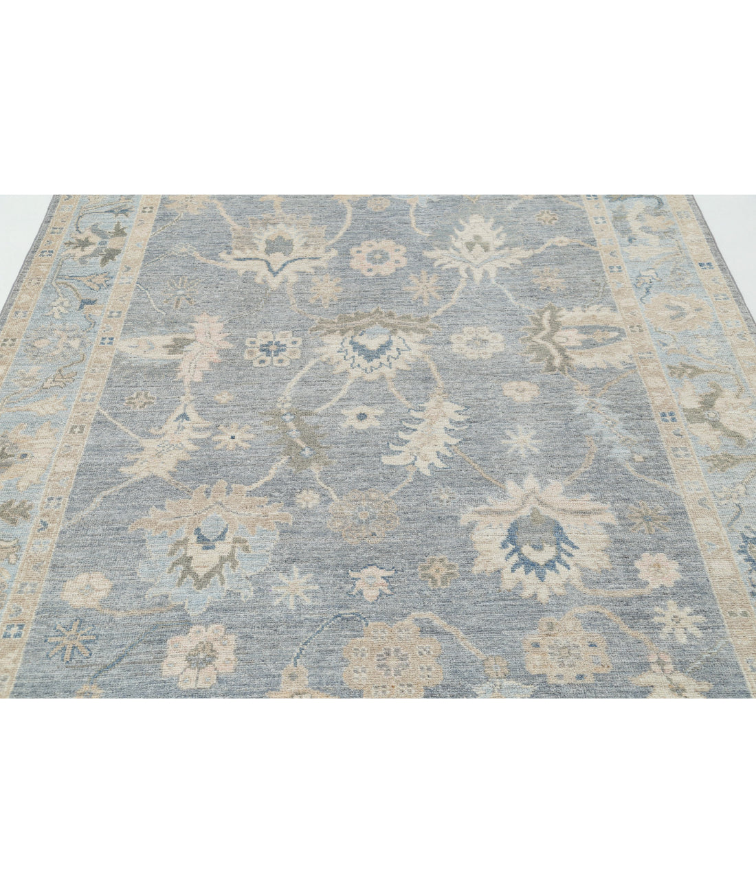 Hand Knotted Oushak Wool Rug - 5'10'' x 9'0'' 5'10'' x 9'0'' (175 X 270) / Grey / Blue