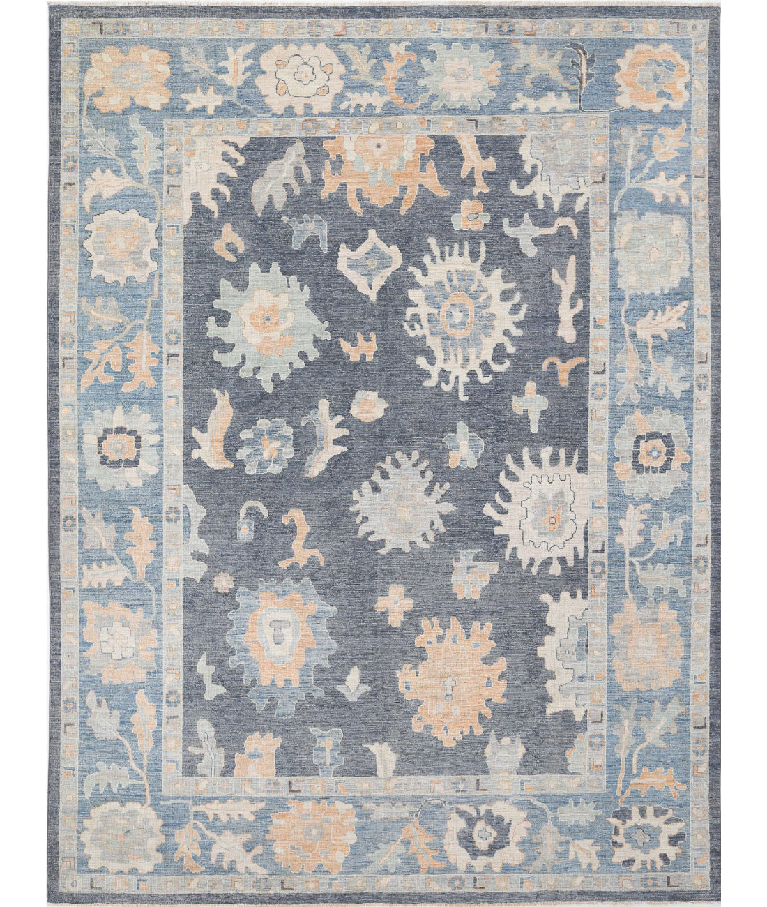 Hand Knotted Oushak Wool Rug - 10'2'' x 13'8''