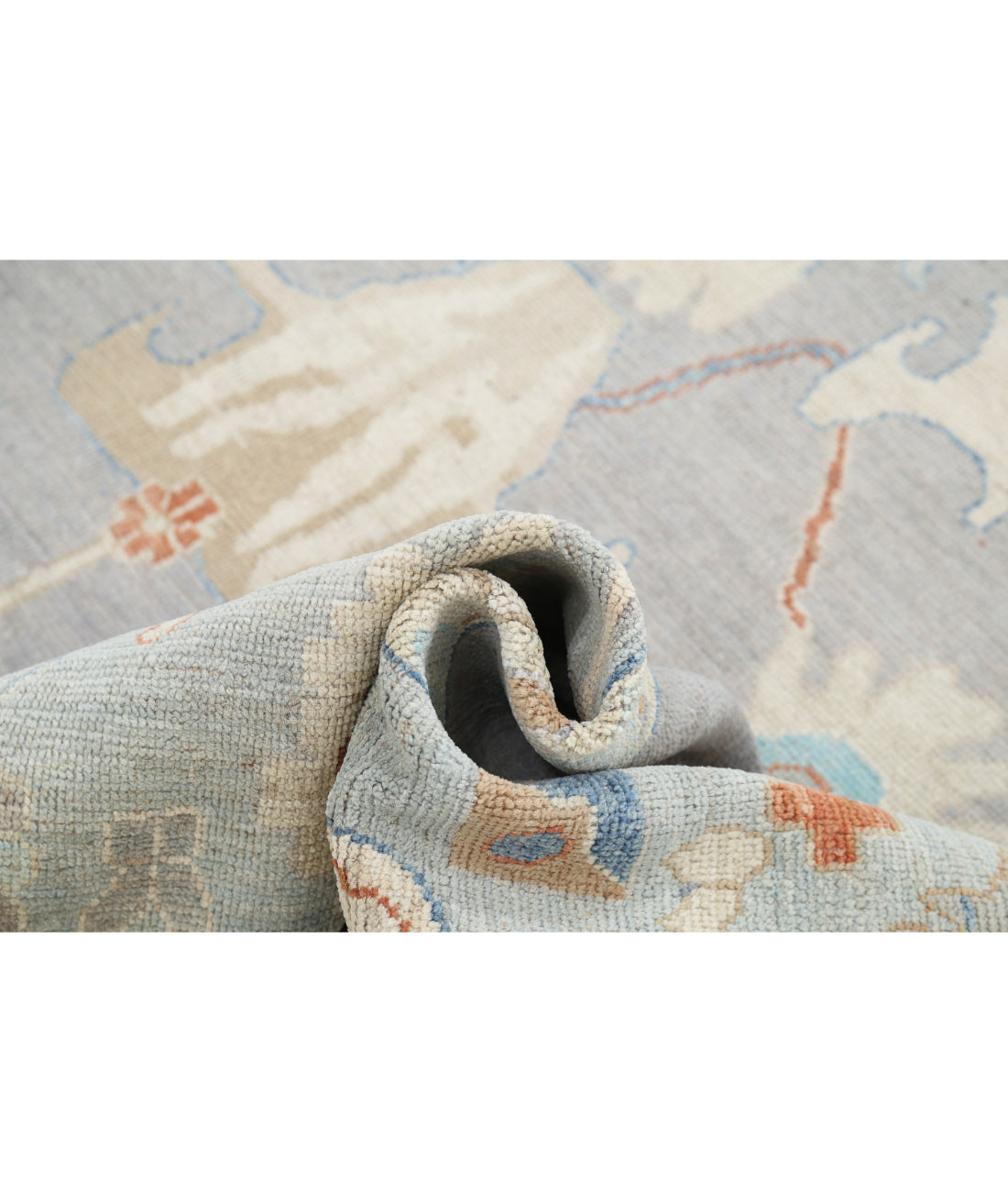Hand Knotted Oushak Wool Rug - 10'0'' x 13'6'' 10'0'' x 13'6'' (300 X 405) / Grey / Blue