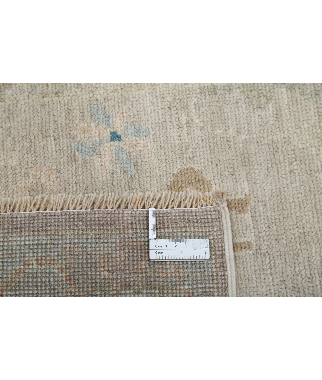 Hand Knotted Oushak Wool Rug - 3'1'' x 11'7'' 3'1'' x 11'7'' (93 X 348) / Taupe / Blue