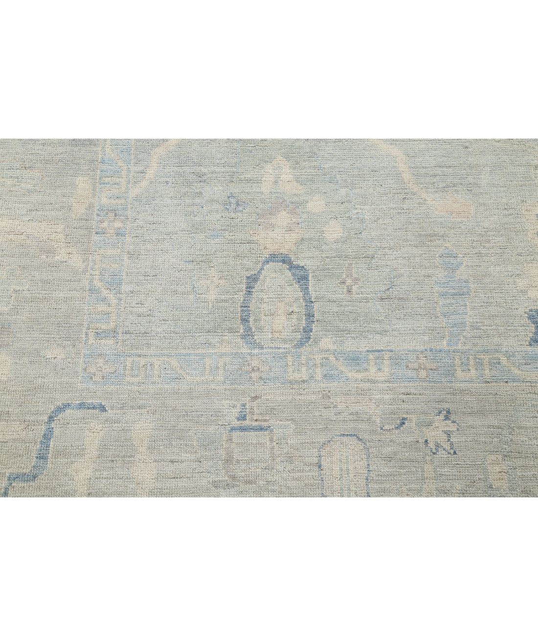 Hand Knotted Oushak Wool Rug - 7'10'' x 9'9'' 7'10'' x 9'9'' (235 X 293) / Grey / Blue
