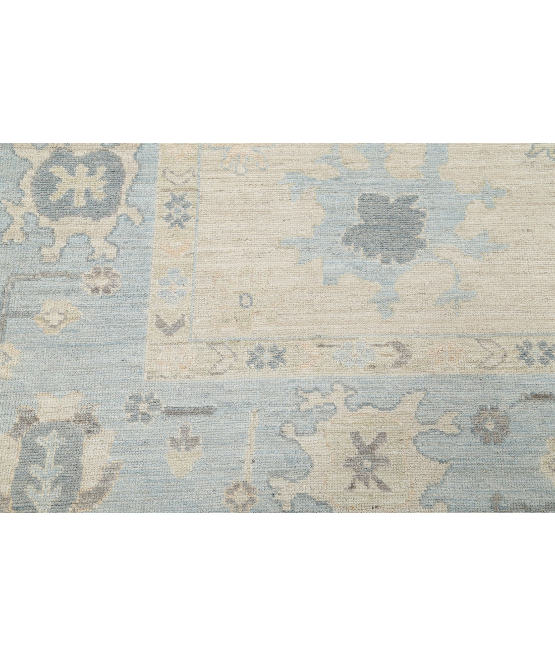 Hand Knotted Oushak Wool Rug - 8'2'' x 9'8'' 8'2'' x 9'8'' (245 X 290) / Taupe / Blue