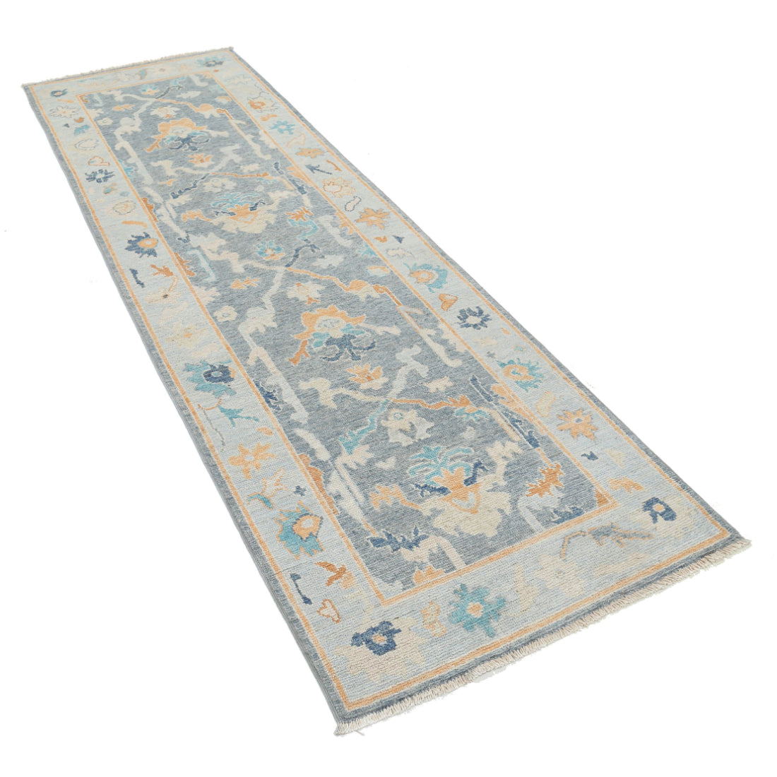 Alfombra de lana Oushak anudada a mano - 2'10'' x 9'4''
