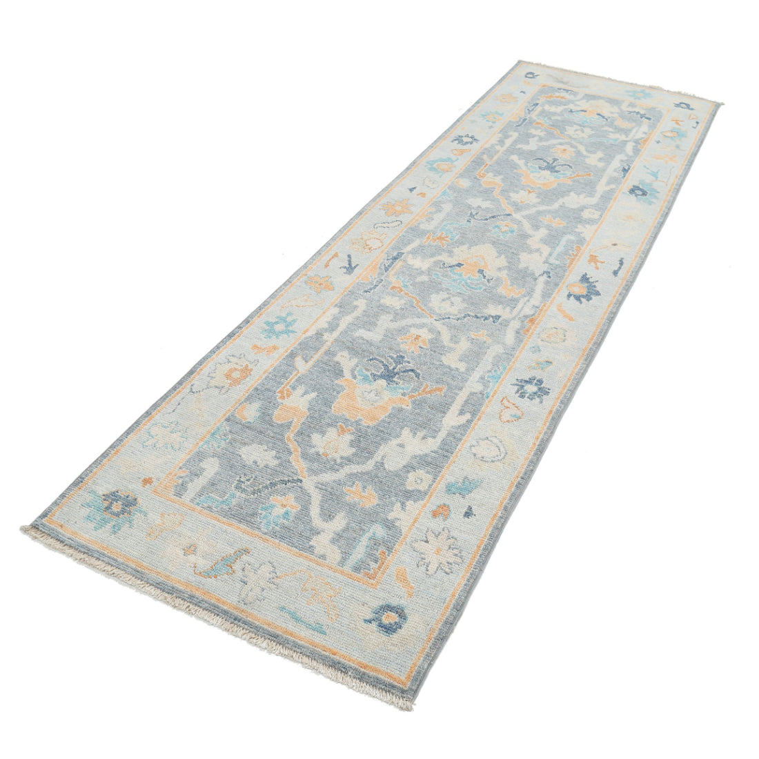 Alfombra de lana Oushak anudada a mano - 2'10'' x 9'4''