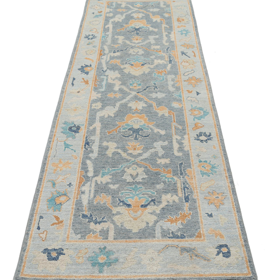 Alfombra de lana Oushak anudada a mano - 2'10'' x 9'4''