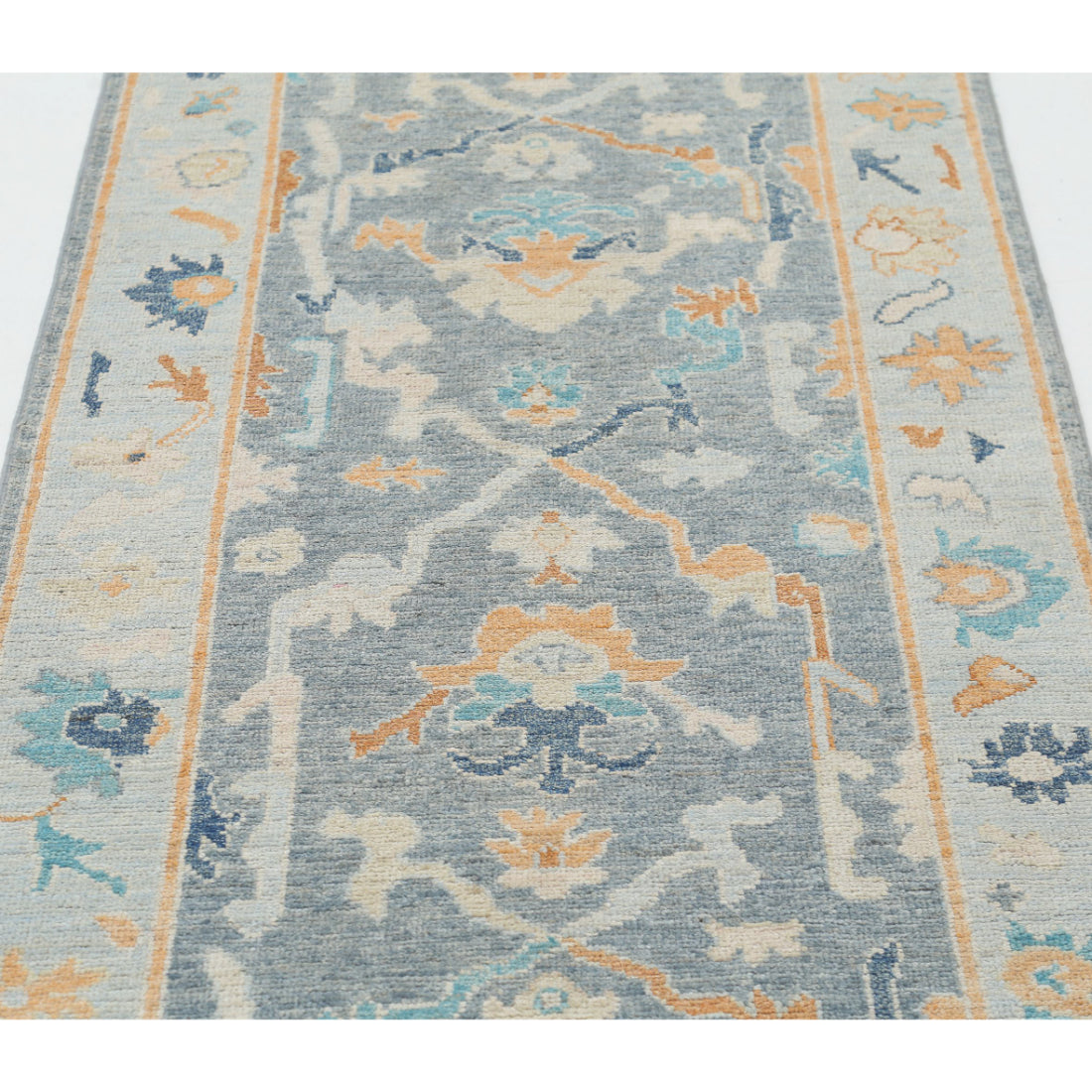 Alfombra de lana Oushak anudada a mano - 2'10'' x 9'4''