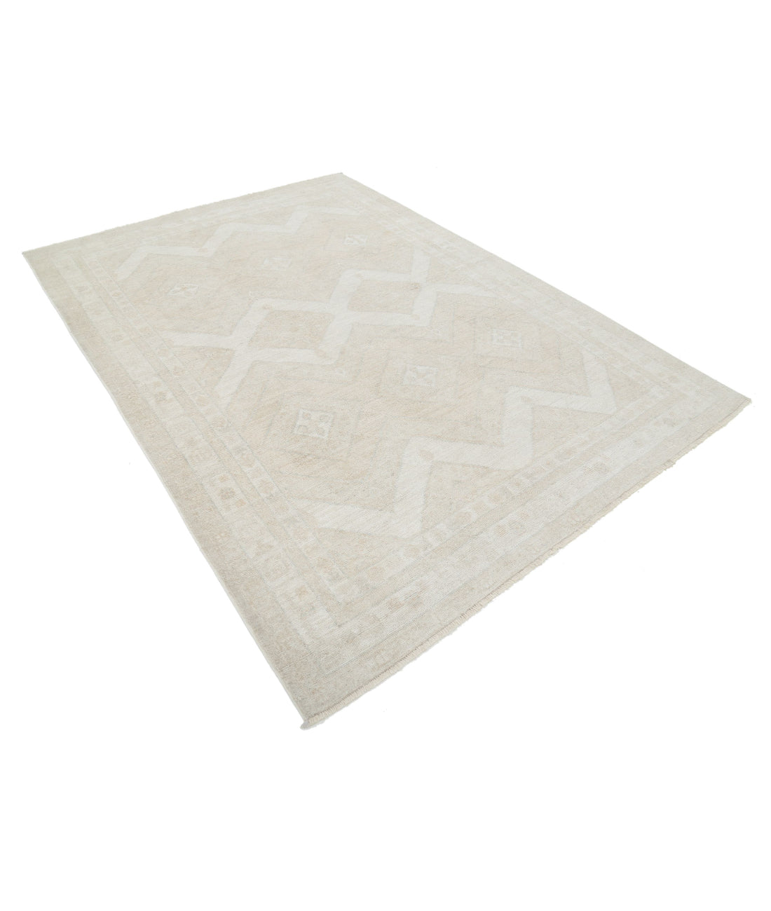 Hand Knotted Oushak Wool Rug - 6'2'' x 8'10'' 6'2'' x 8'10'' (185 X 265) / Taupe / Ivory