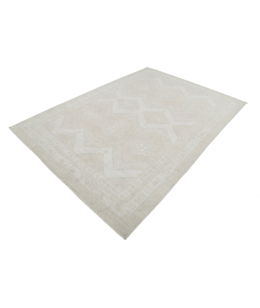 Hand Knotted Oushak Wool Rug - 6'2'' x 8'10'' 6'2'' x 8'10'' (185 X 265) / Taupe / Ivory
