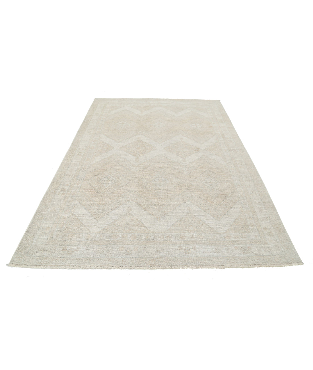 Hand Knotted Oushak Wool Rug - 6'2'' x 8'10'' 6'2'' x 8'10'' (185 X 265) / Taupe / Ivory