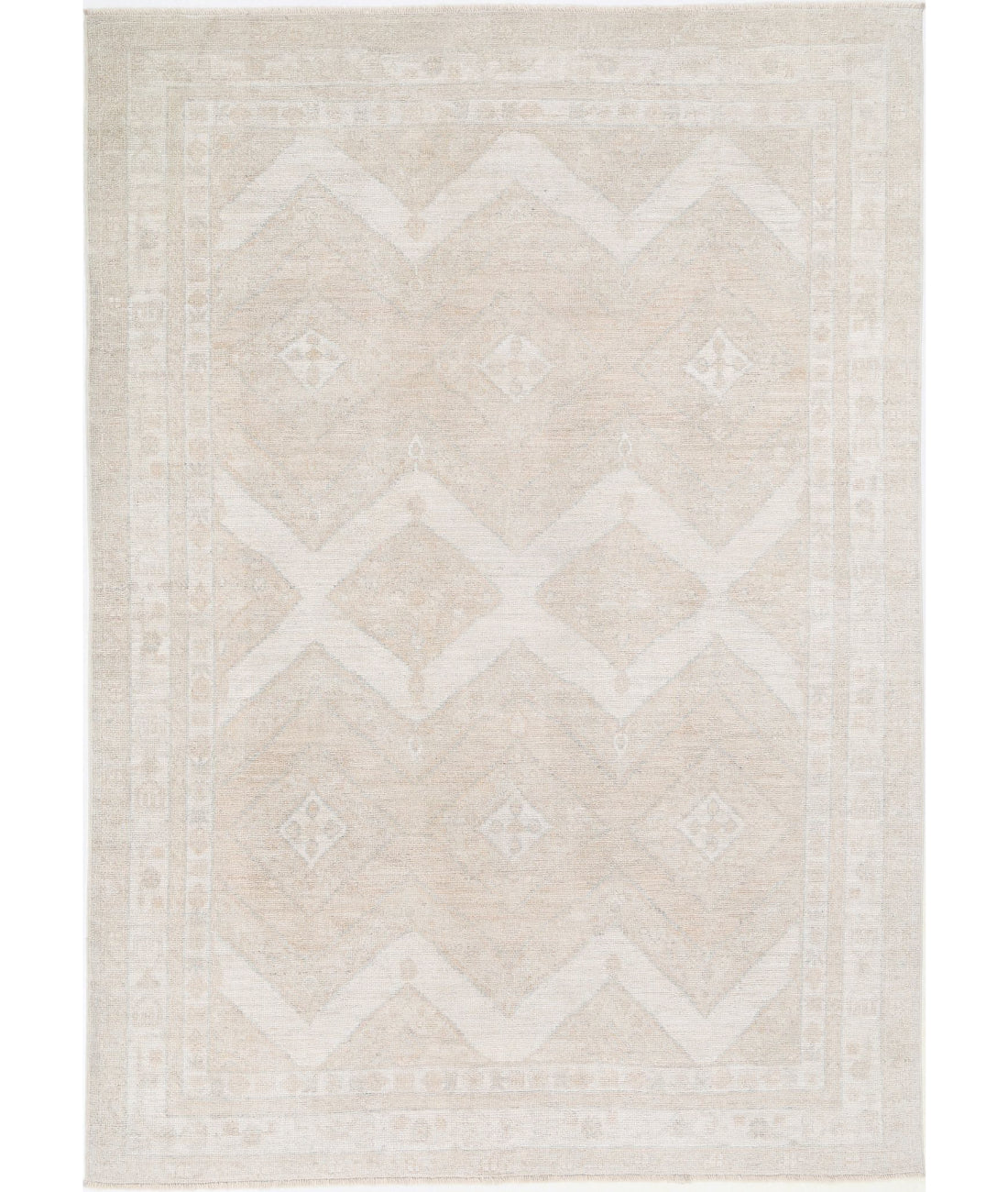 Hand Knotted Oushak Wool Rug - 6&#39;2&#39;&#39; x 8&#39;10&#39;&#39; 6&#39;2&#39;&#39; x 8&#39;10&#39;&#39; (185 X 265) / Taupe / Ivory