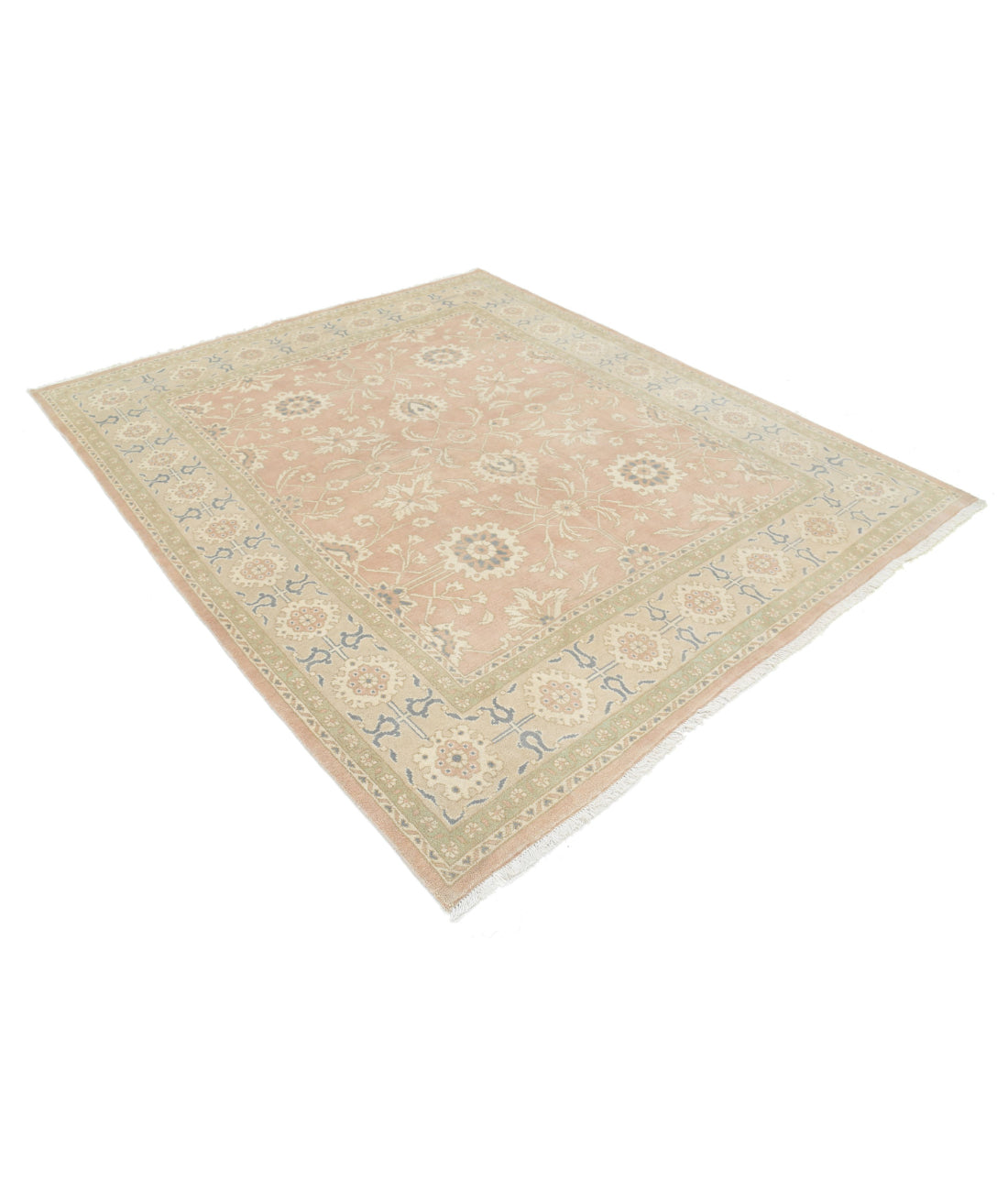 Hand Knotted Turkish Oushak Wool Rug - 6'10'' x 8'5'' 6'10'' x 8'5'' (205 X 253) / Peach / Taupe