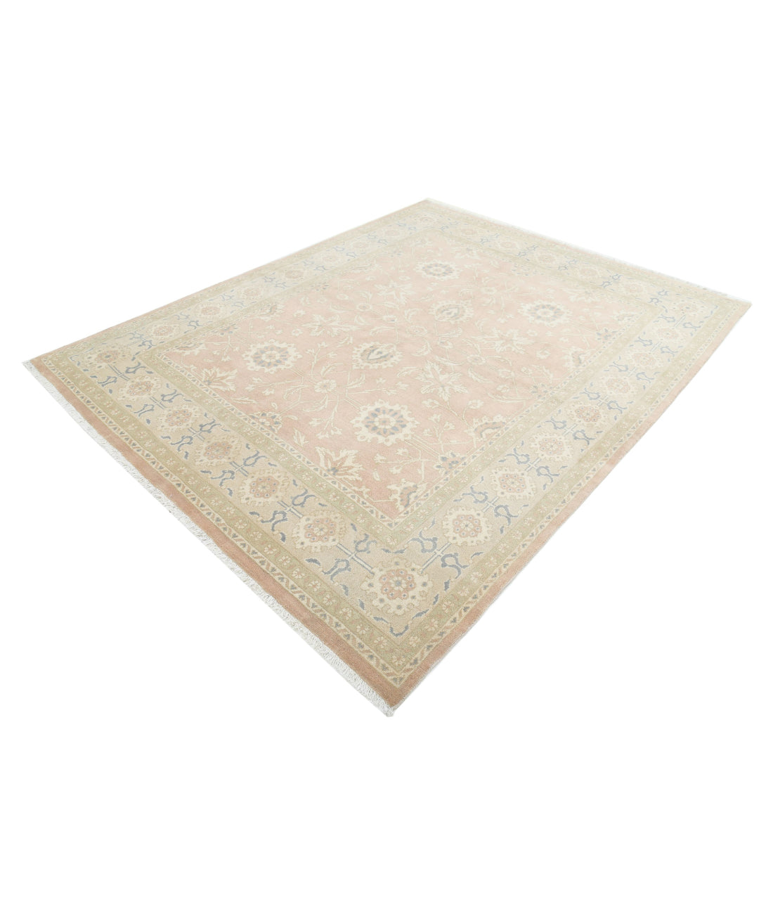 Hand Knotted Turkish Oushak Wool Rug - 6'10'' x 8'5'' 6'10'' x 8'5'' (205 X 253) / Peach / Taupe