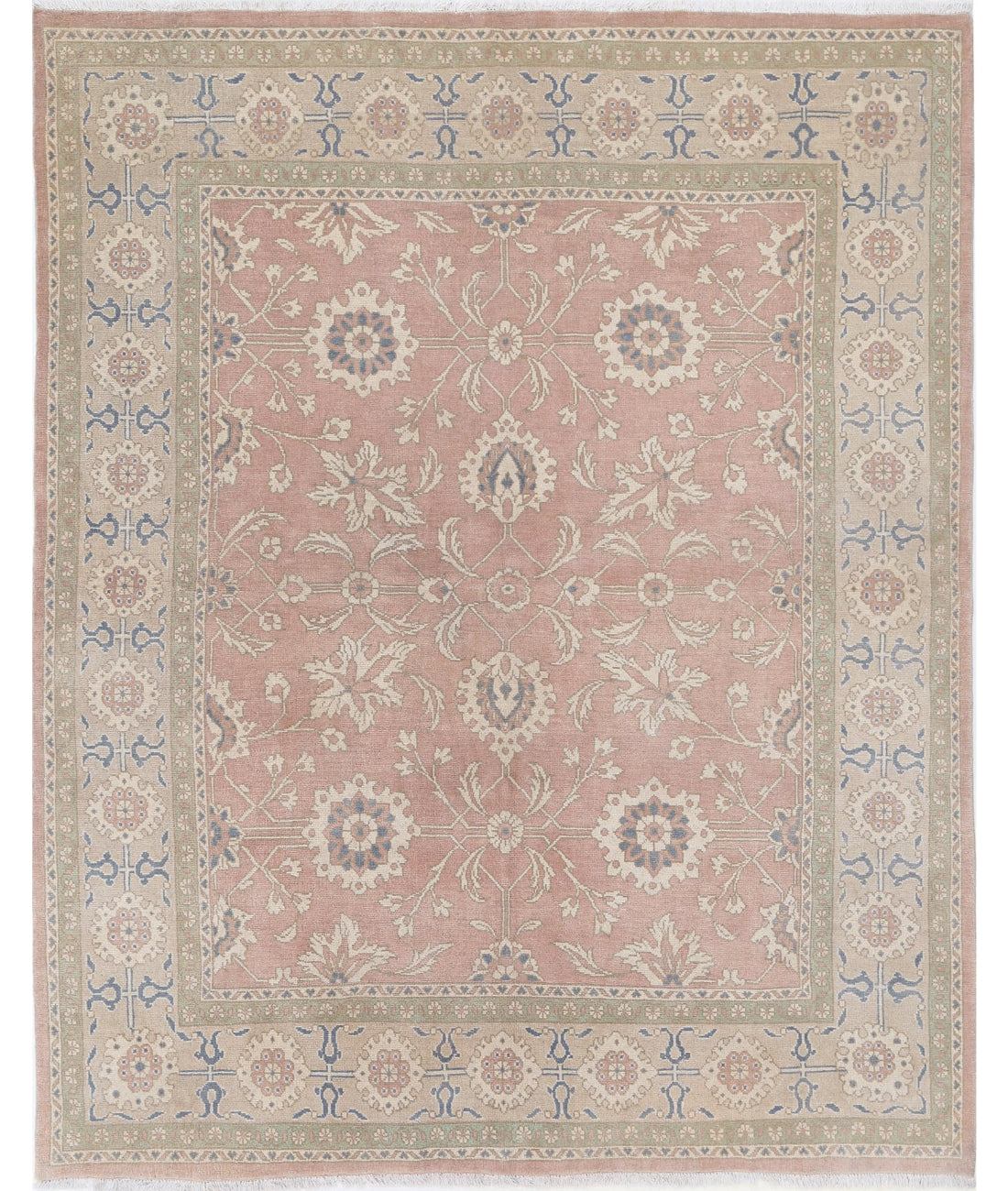 Hand Knotted Turkish Oushak Wool Rug - 6'10'' x 8'5''