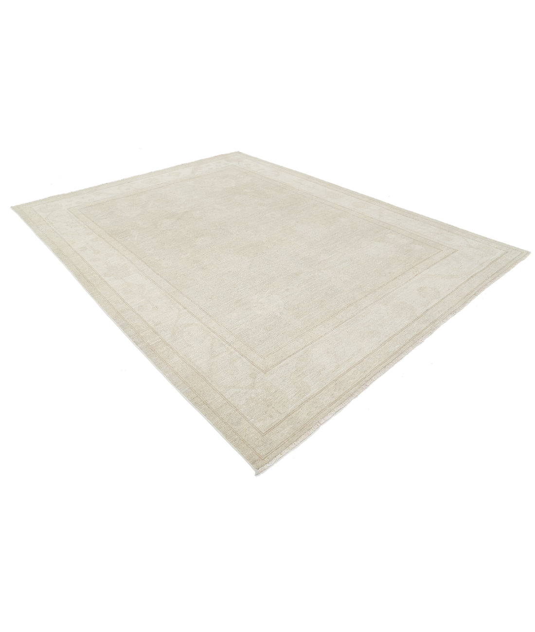 Hand Knotted Oushak Wool Rug - 8'2'' x 10'5'' 8'2'' x 10'5'' (245 X 313) / Grey / Ivory