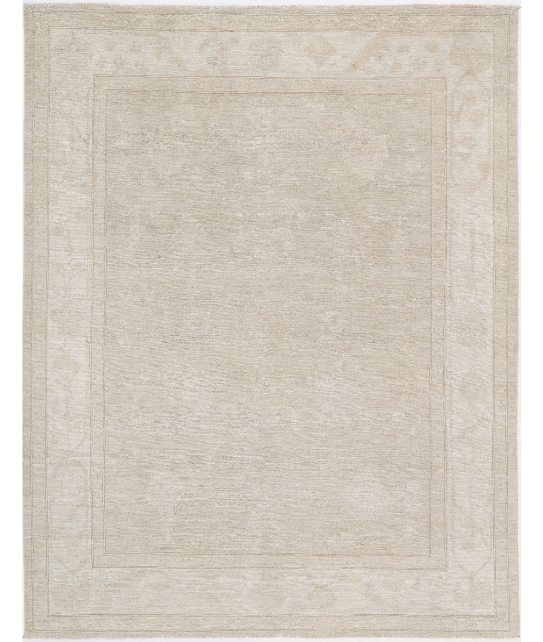 Hand Knotted Oushak Wool Rug - 8'2'' x 10'5''