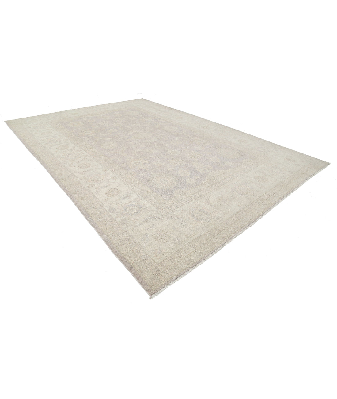 Hand Knotted Oushak Wool Rug - 9'11'' x 14'2'' 9'11'' x 14'2'' (298 X 425) / Grey / Ivory